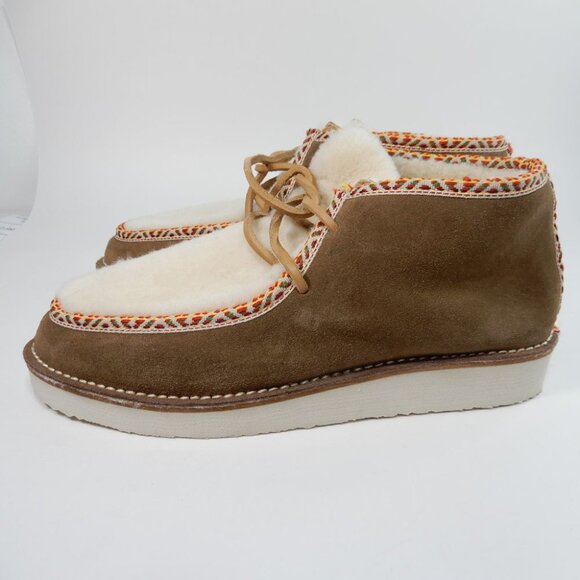 Beek Alpine Swift Ankle Boots Lace up Bootie Size 7 Suede Shearling Brown NEW - Picture 8 of 15